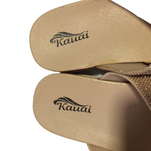 Kauai Size 36 Ladies Gold Sparkling Slippers - Picture 5 of 8